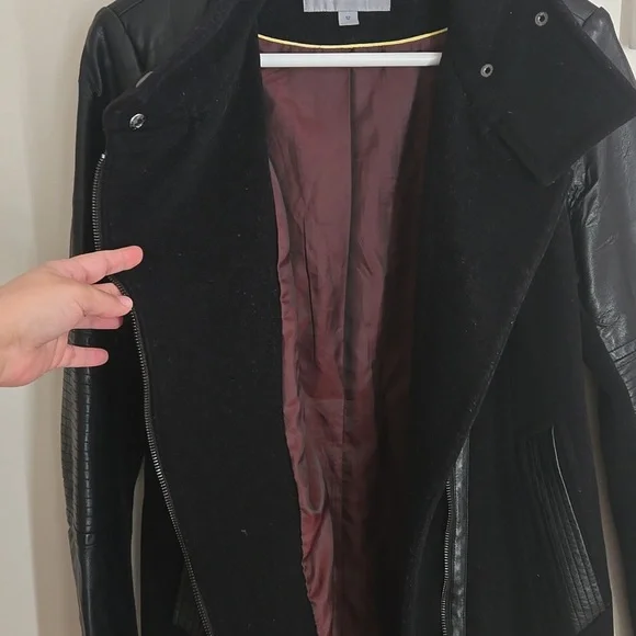 Marc New York Andrew Marc Faux Leather Sleeve Pea Coat - Picture 10 of 16